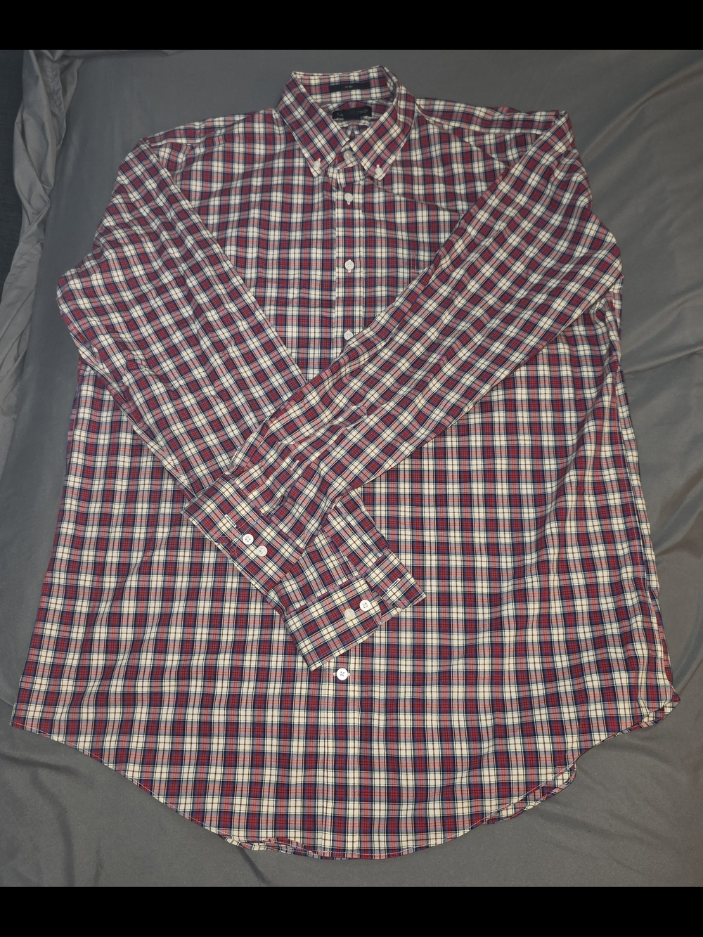 Men's Lands End Red Plaid Button-Down Shirt XLT K01J